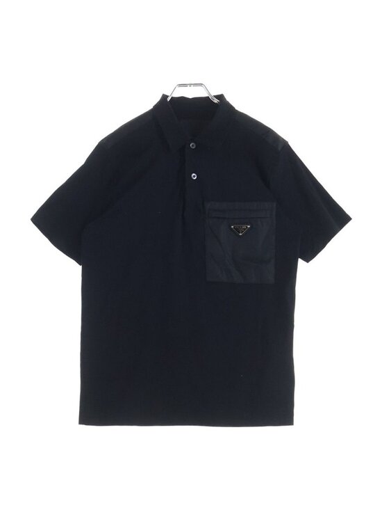 Prada Other - Prada Stretch Cotton Polo Shirt Triangle Logo Re-Nylon Trim Black